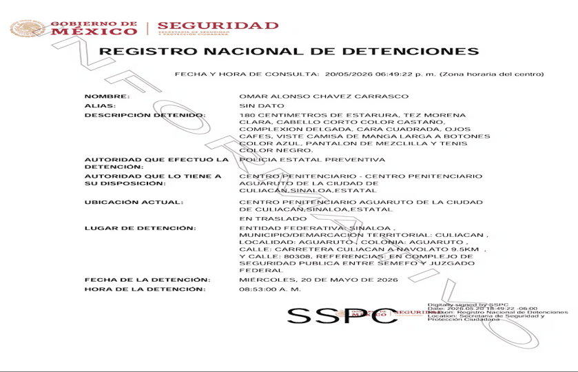 Es detenido en Sinaloa Omar Chávez, hijo de Julio César Chávez.