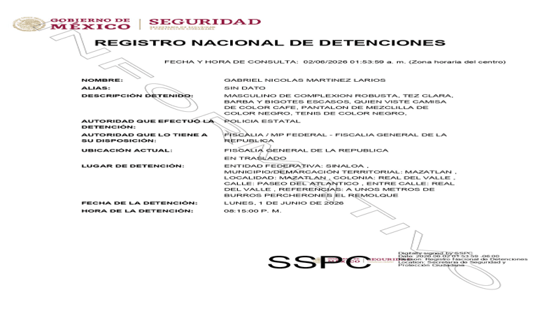 Es detenido El Gabito, líder regional de Los Chapitos en Sinaloa.
