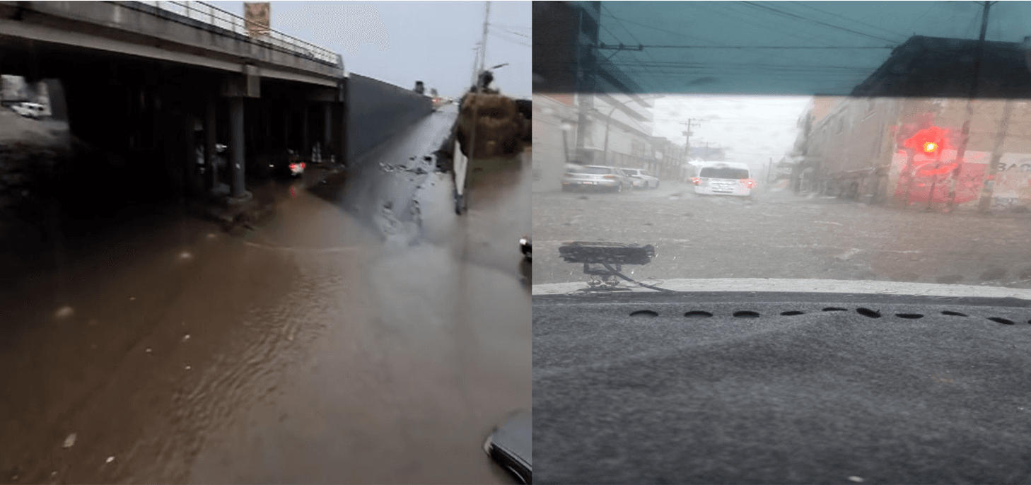 Lluvia de este viernes convierte las calles de Puebla en canales.