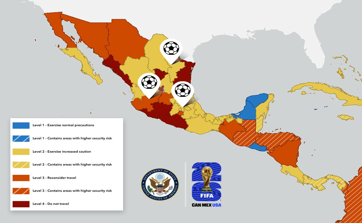 A días del inicio del Mundial, Estados Unidos alerta de viaje a México.