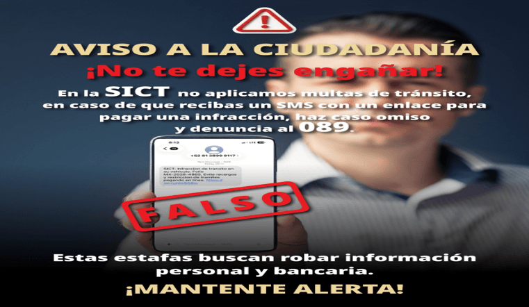 No te dejes sorprender, SICT no emite multas ni sanciones de tránsito.