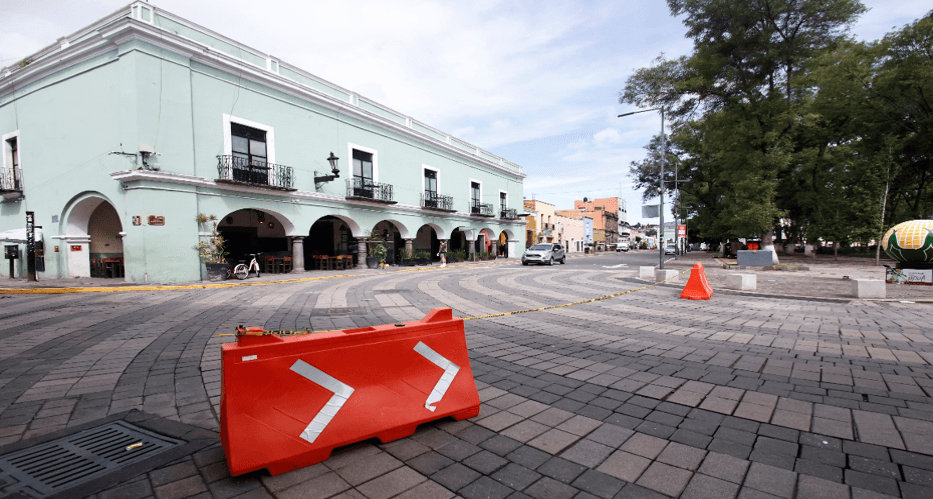 Realizan cierres viales en el Centro Histórico de Tlaxcala.