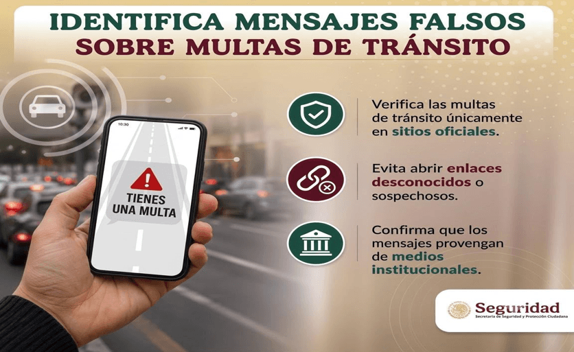 SSPC emite recomendaciones ante mensajes falsos sobre multas de tránsito.