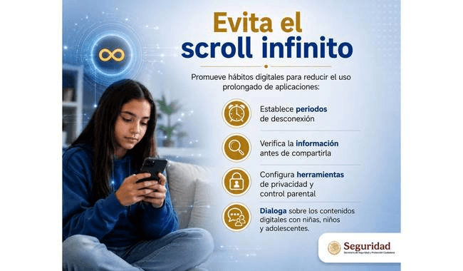 La SSPC emite recomendaciones para evitar riesgos del Scroll Infinito.