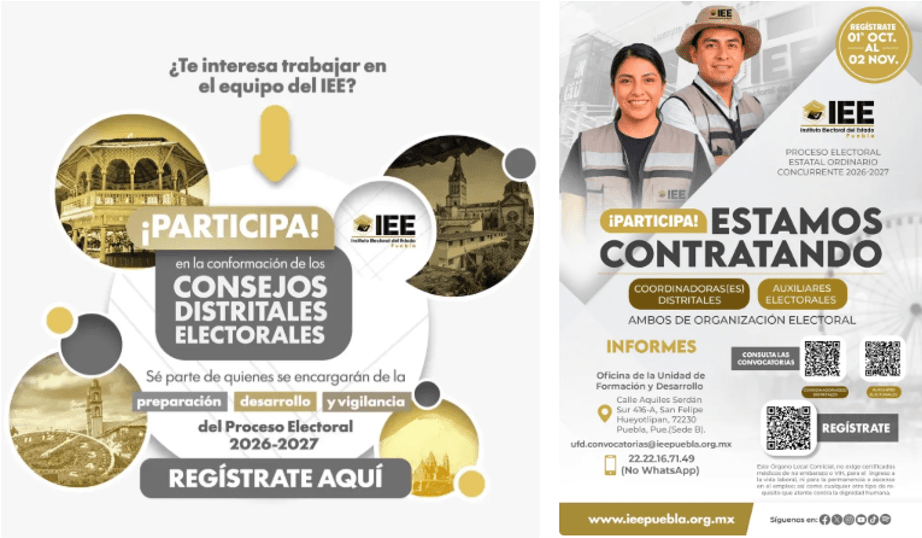 Buscas empleo, el IEE Puebla te está buscando para el proceso electoral.
