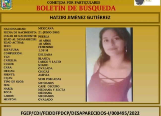 Hatziri desapareció en la colonia La Guadalupana en Puebla