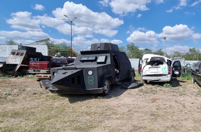 Destruyen 15 vehículos ‘monstruo’ incautados al narco en Tamaulipas
