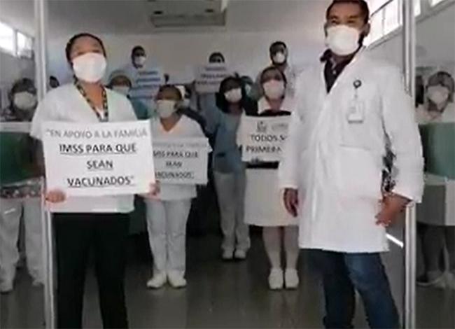 Trabajadores del IMSS Tecamachalco piden vacuna contra el Covid19