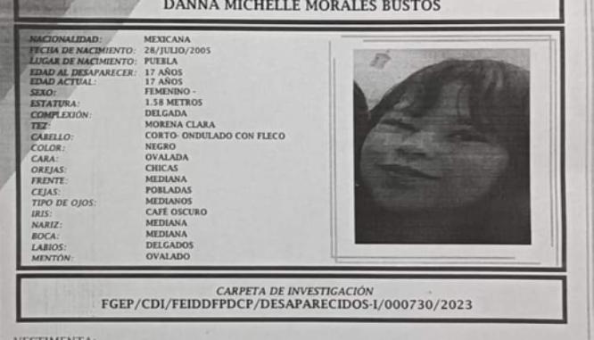 Buscan a Danna Michelle de 17 años; desapareció en Tlahuapan