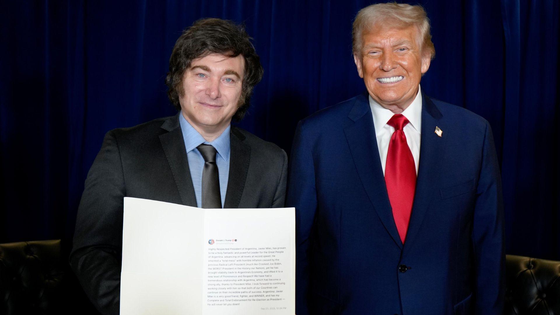 Trump no le da préstamo a Milei, pero le regala tweet impreso