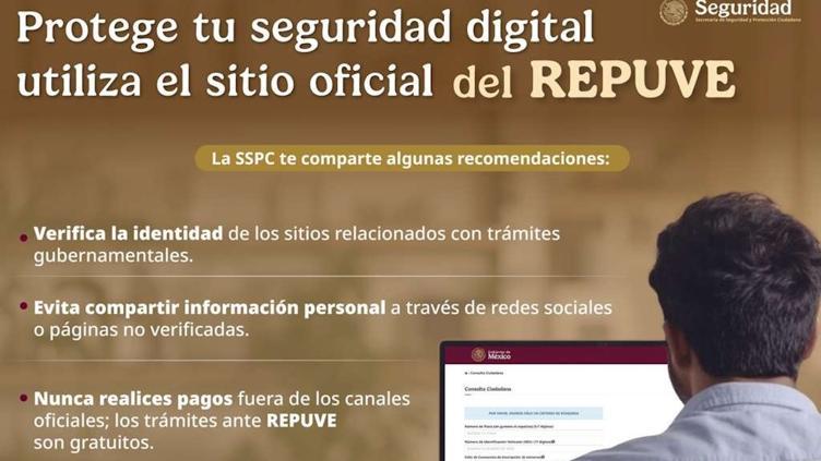 SSPC emite recomendaciones para evitar ser víctima de fraudes en páginas que suplantan la identidad del REPUVE.