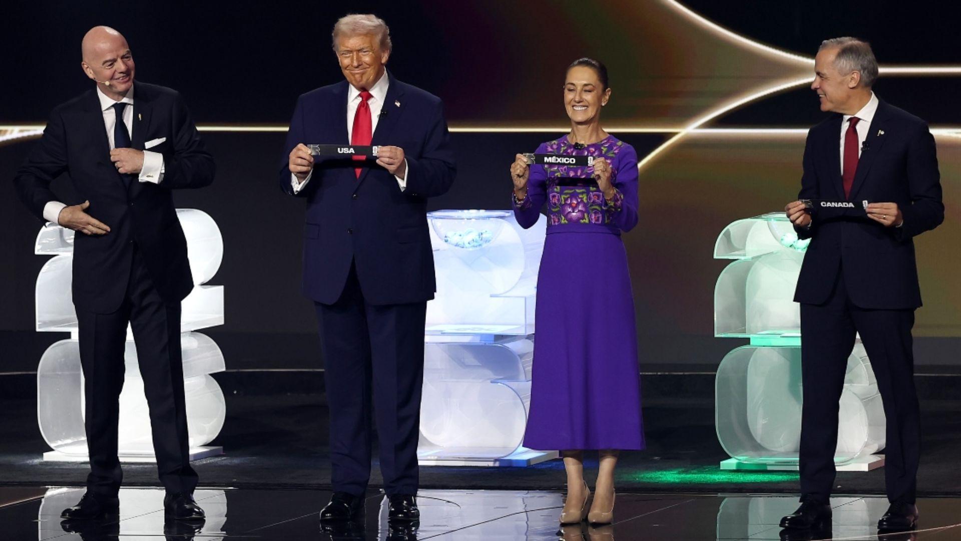 Sheinbaum, Trump y Carney celebran en conjunto el Sorteo del Mundial 2026