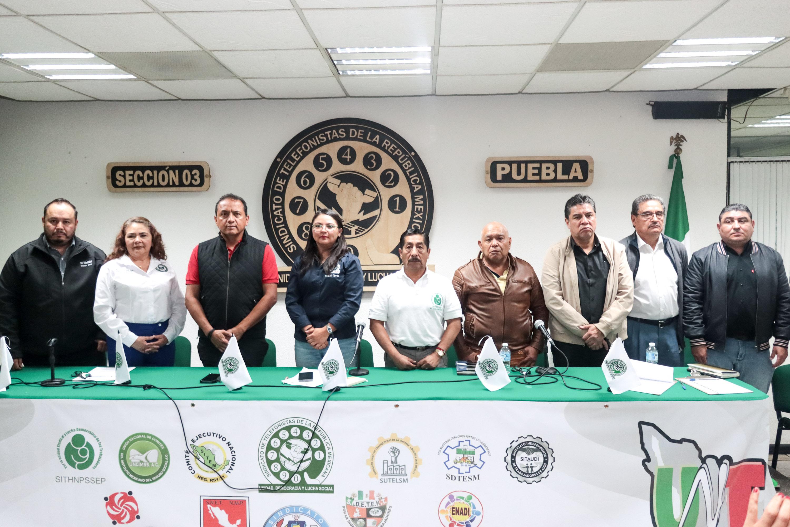 Sindicatos de trabajares anuncian marcha por los derechos laborales en Puebla.
