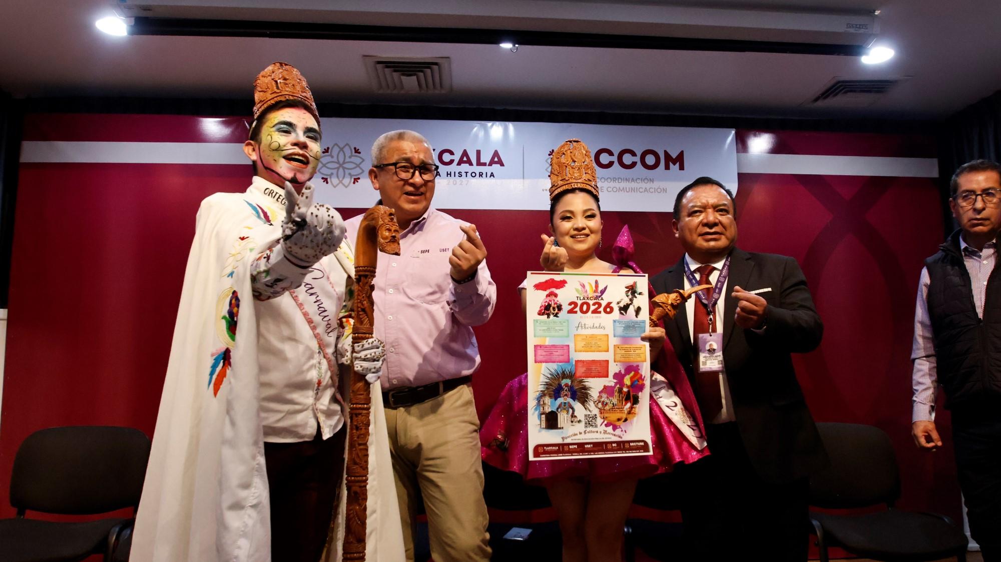 Presentan programa oficial del Carnaval Tlaxcala 2026.