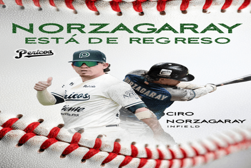 Pericos de Puebla anuncian el regreso del infielder Ciro Norzagaray para la Temporada 2026 en la LMB.
