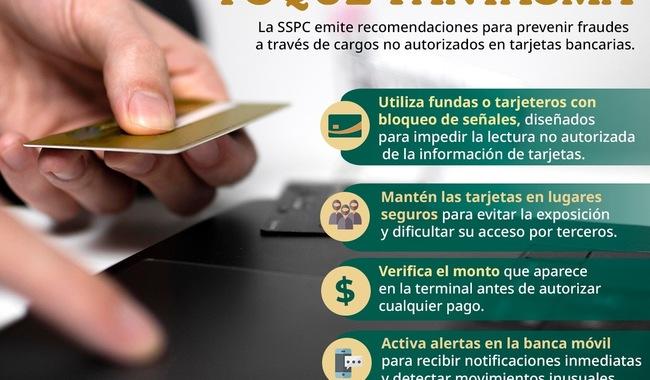 SSPC emite recomendaciones para evitar cargos no autorizados en tarjetas bancarias.