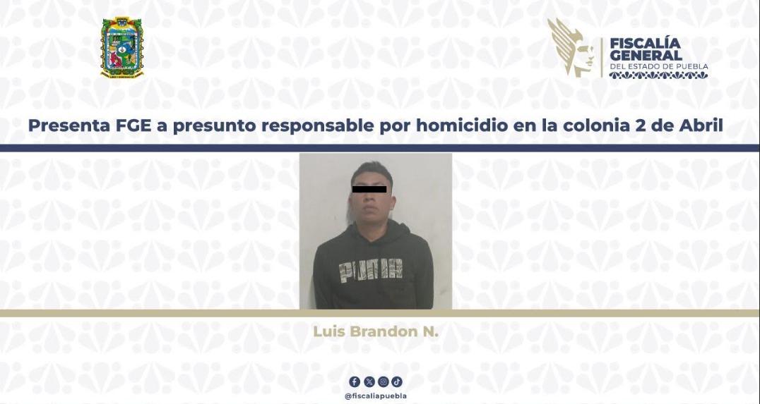 Presenta FGE a presunto responsable por homicidio en la colonia 2 de Abril.