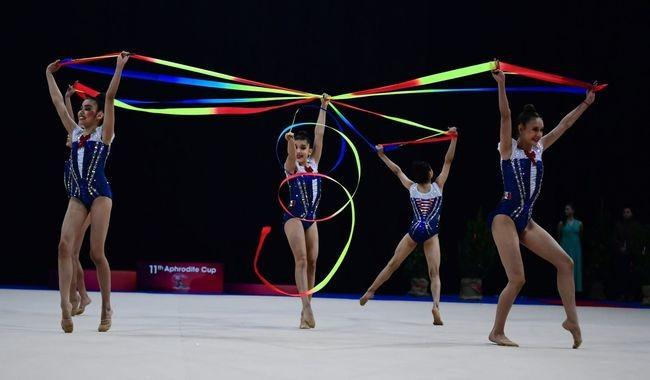 Equipo mexicano de gimnasia rítmica junior hace el 1-2-3 en Aphrodite Cup 2026.