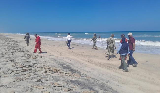 Atienden presencia de hidrocarburo en playa Rancho Nuevo, Tamaulipas.