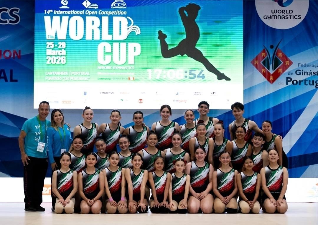 Gimnastas mexicanos participan en primera Copa del Mundo en Portugal.